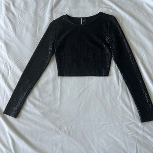 Black sequin crop top